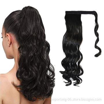 synthetic ponytail hair extensions braiding Clip on Ponytail Hair Extensions wavy Black Women synthetic hair chignon